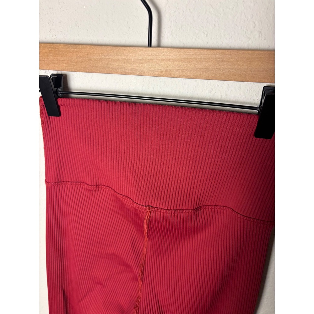 Carbon38 Red Ribbed 7/8 Leggings High Waisted Yoga Pants Small - Picture 3 of 4